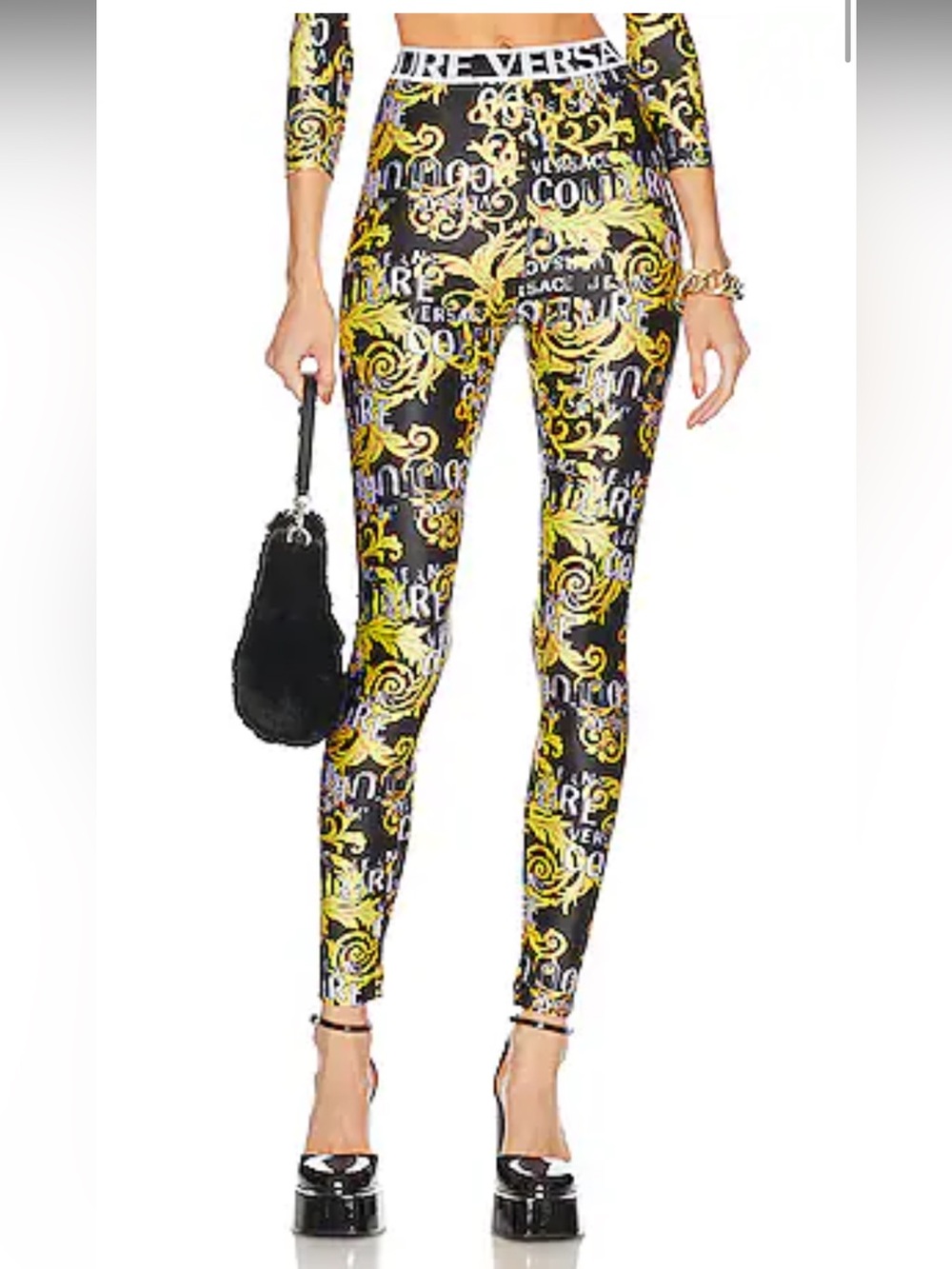 Versace Jeans Couture Leggings in Black, Gold and White